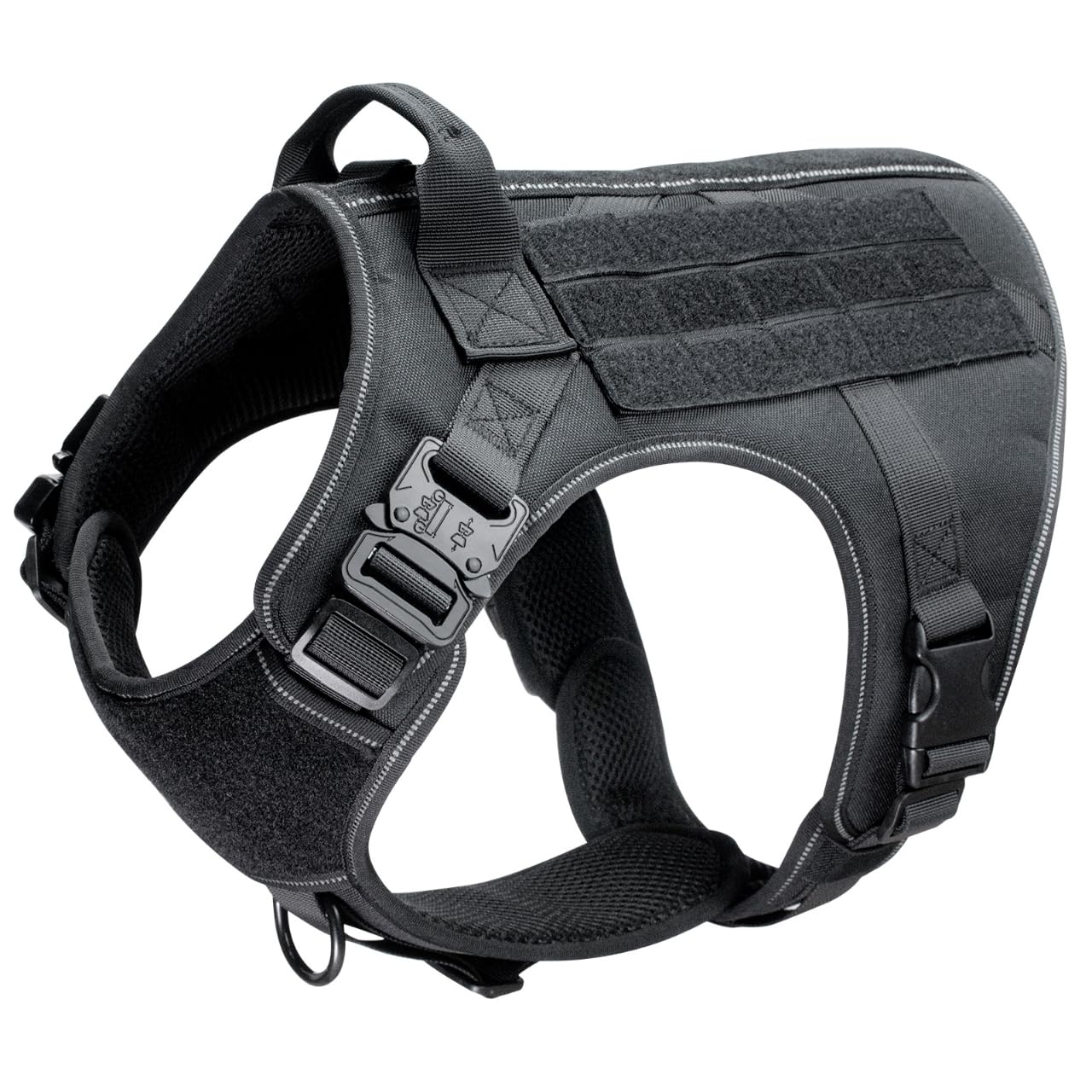 PUP PALS Tactical Dog Harness. No Pull Adjustable Easy to Control Pet Harness with Handle, Reflective Patch for Training, ...