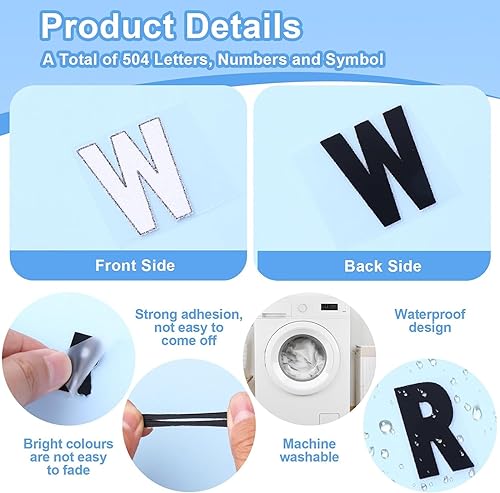 Miniatura 4 de 6 hojas de letras termo-adhesivas para ropa, letras de vinilo para planchar de gran tamaño de 2 pulgadas con letras de transferencia de calor de la