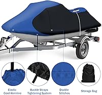 Vista 2 de iCOVER Funda para Jet Ski - Fundas impermeables resistentes transportables para Seadoo Kawasaki Yamaha Wave Runner, se ajusta a modelos de PWC
