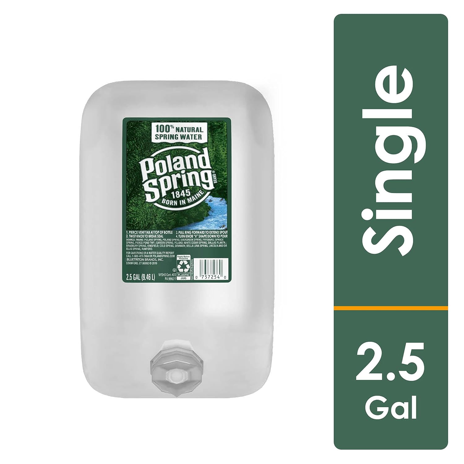 Poland Spring, Spring Water, 2.5 Gallon Jug