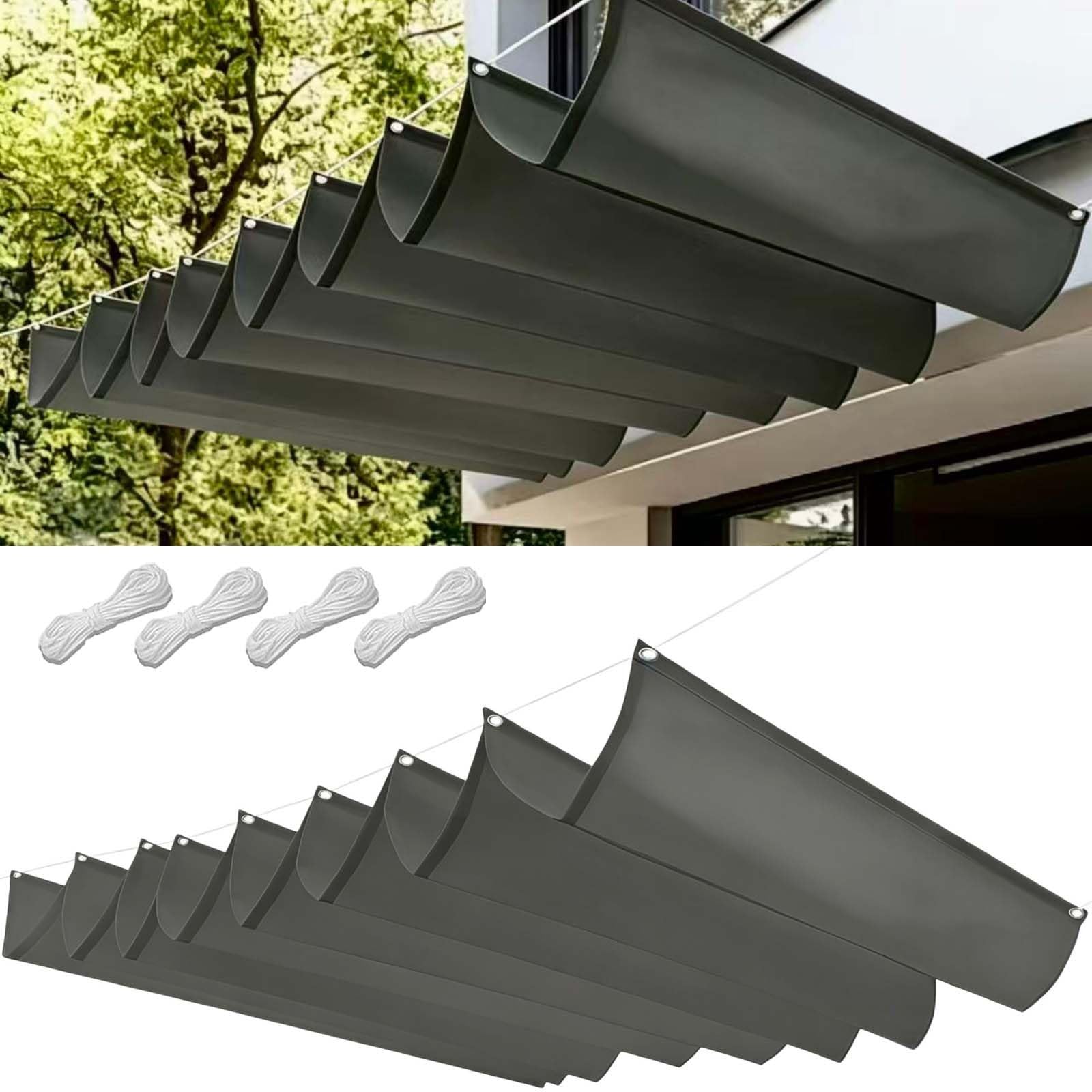 Wodoodporny Żagiel Przeciwsłoneczny 50x120cm Blokujący 98% UV Regulowana Osłona Przeciwsłoneczna Z Oczkami I Sznurkiem Do Ogrodu Zewnętrznego, Patio, Trawnika, Jasny szary