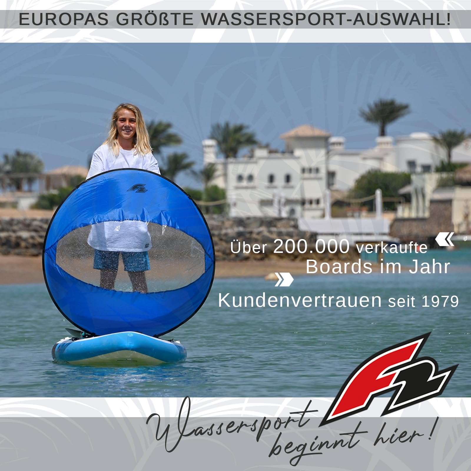 F2 Stand Up Paddle Board Free - Round Sail - SUP Set Größe wählbar Blau 2024/25