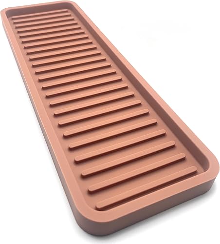 Miniatura 9 de Happitasa - Bandeja organizadora para fregadero de cocina de silicona, soporte de esponja y protector de encimera, estilo de líneas rectas (negro,