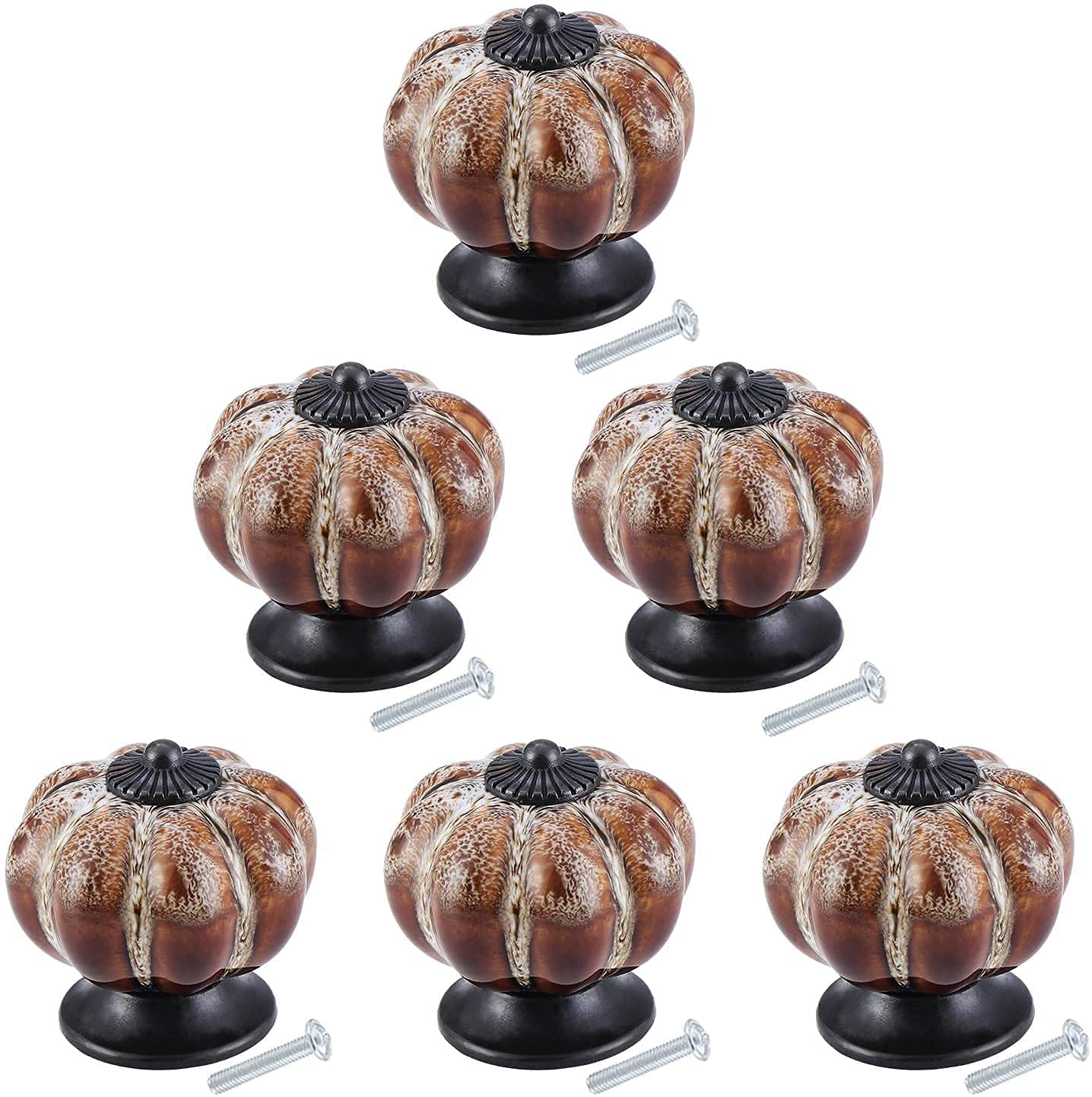 6 szt.Gałki do szuflady Zielone 40 mm Gałki do drzwi Gałki meblowe Uchwyty meblowe Ceramiczne gałki do szafek - styl antyczny (brązowy)
