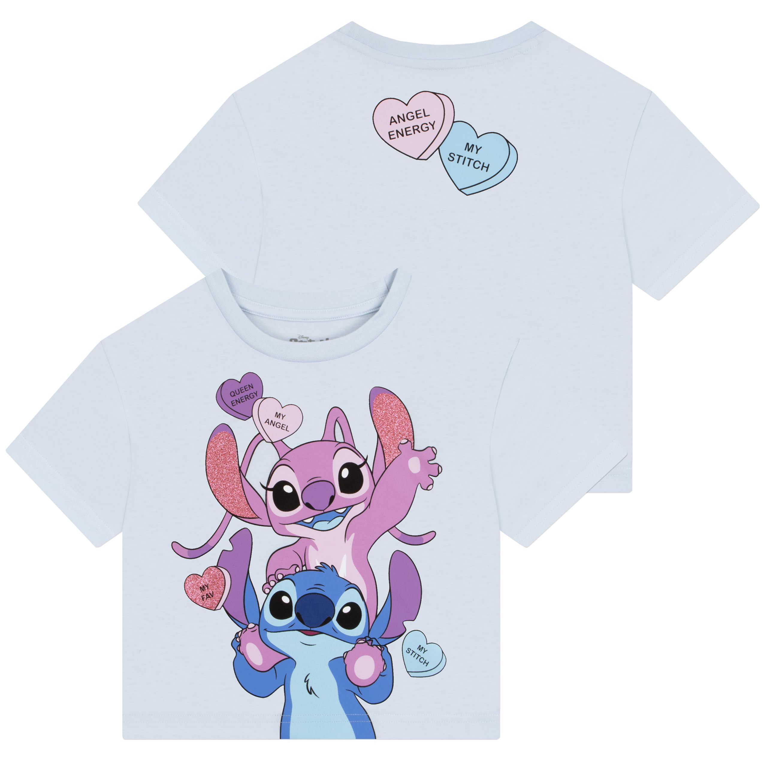 Disney Lilo & Stitch Ensemble Fille T-Shirt et Jupe, Tee Shirt Stitch avec Angel, Vetement Fille Été