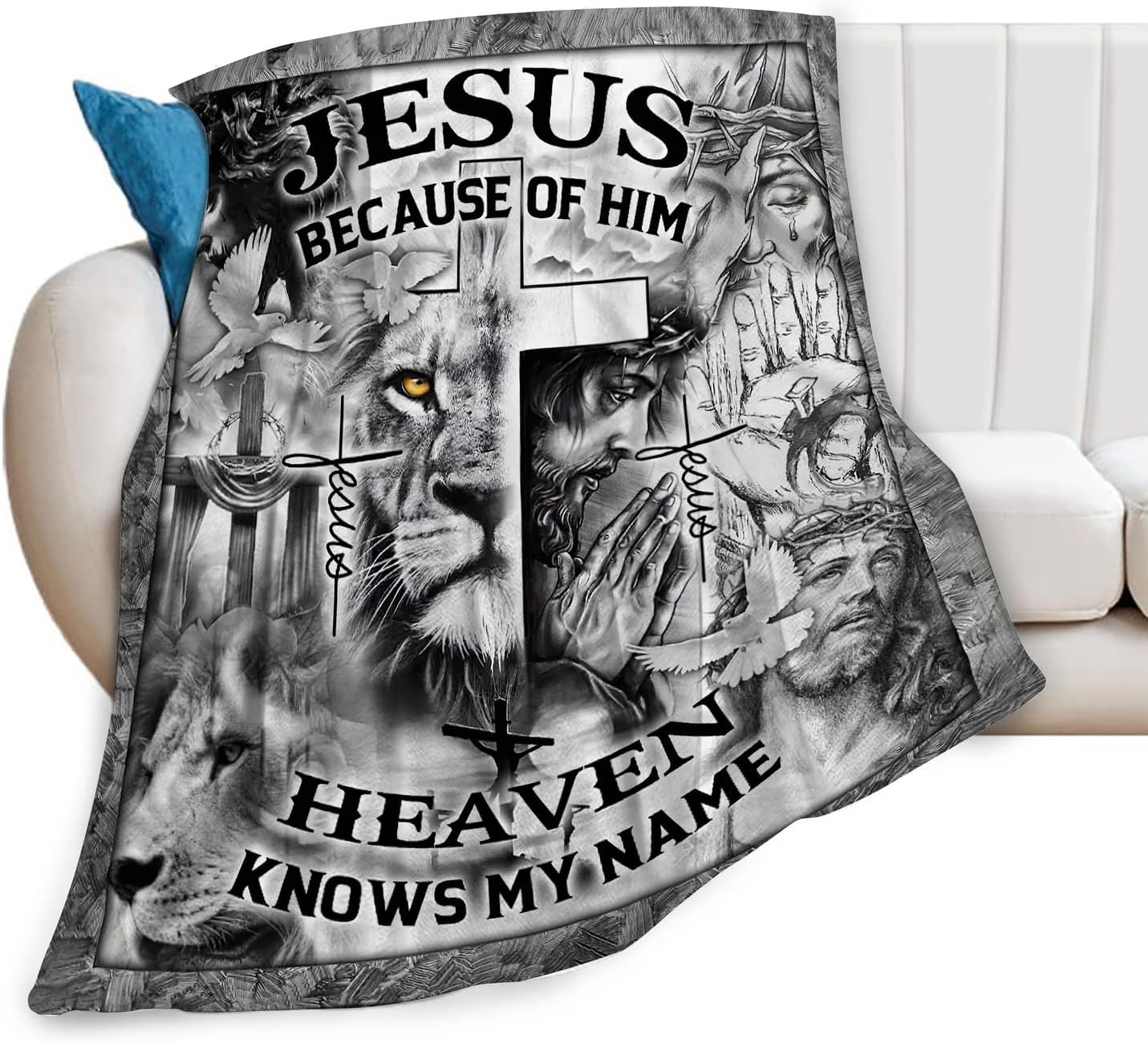 Jesus Blanket Christian Gifts for Men Women Jesus and Lion