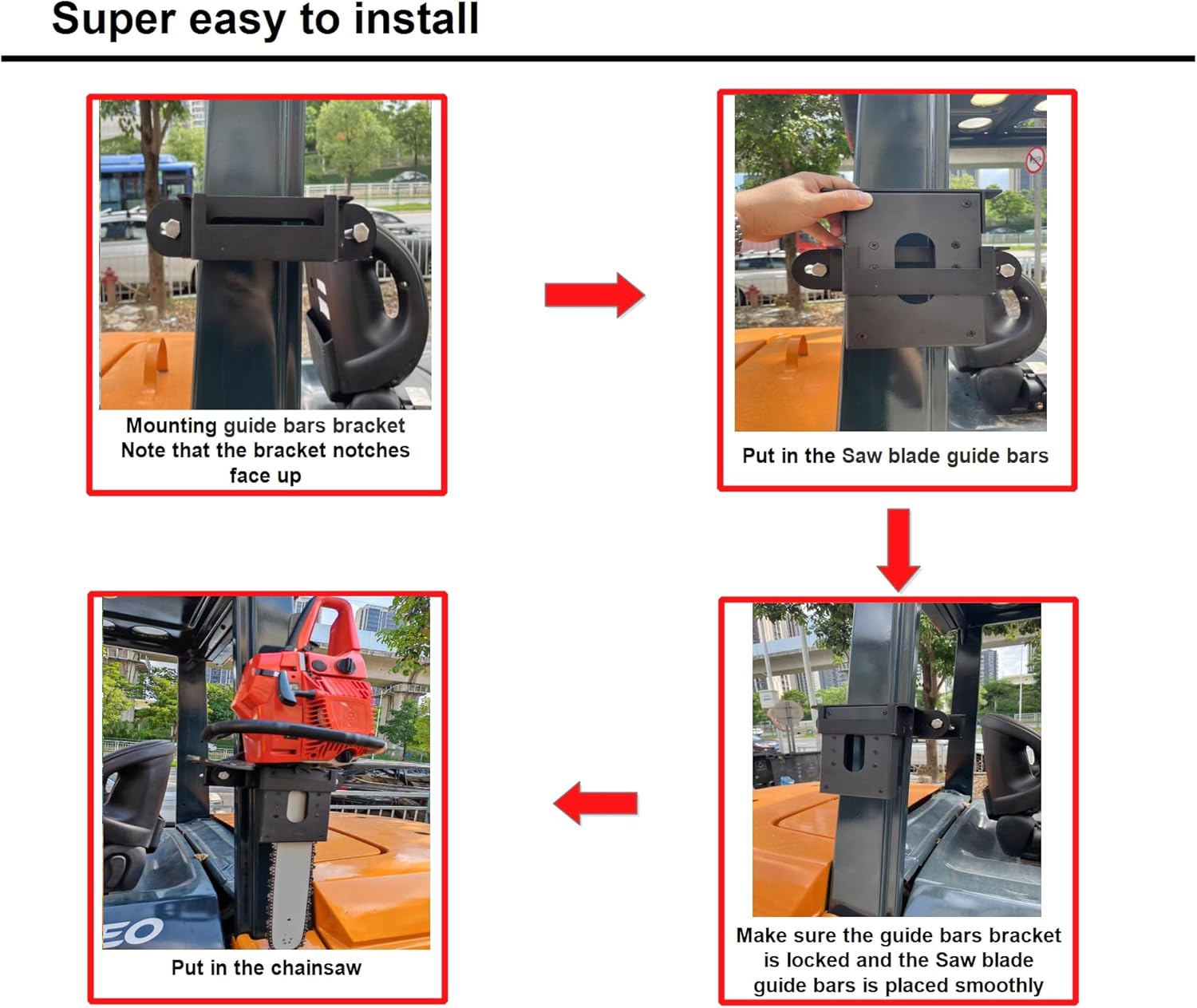 Multi-Purpose Chainsaw Holder, Suitable for Most Sizes of Chainsaws, Universal Chainsaw Carrier Kit for Tractors, ATVs, UTVs, Trucks, Utility Vehicles, Can be Mounted on The ROPS (Black 7")