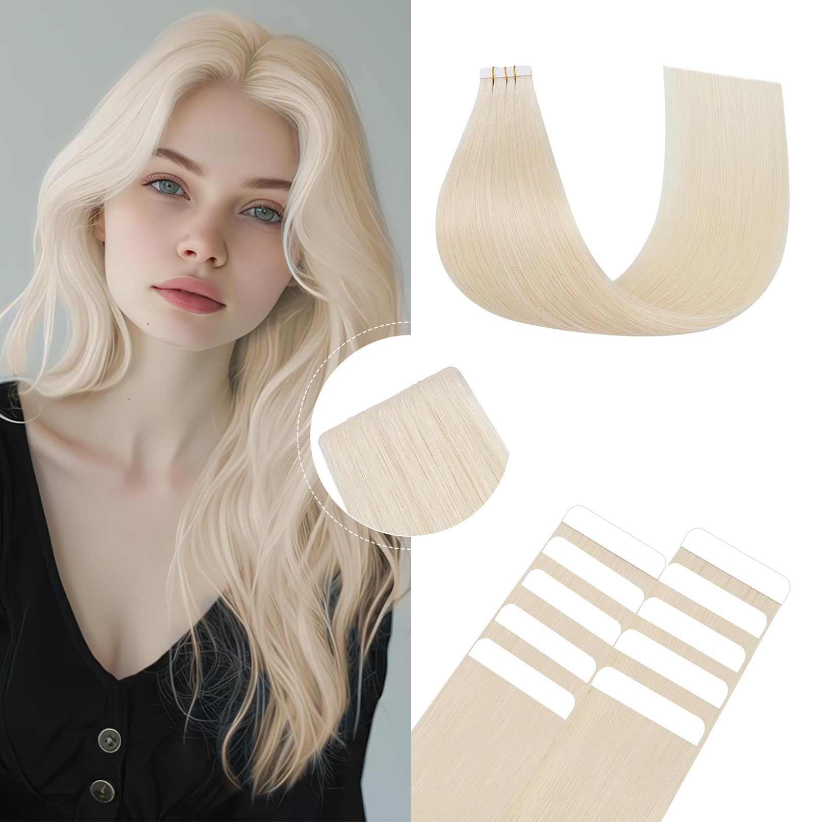 SEGOHAIR Tape in Hair Extensions Human Hair Virgin Hair Pieces Injected Remy Tape Hair Extensions