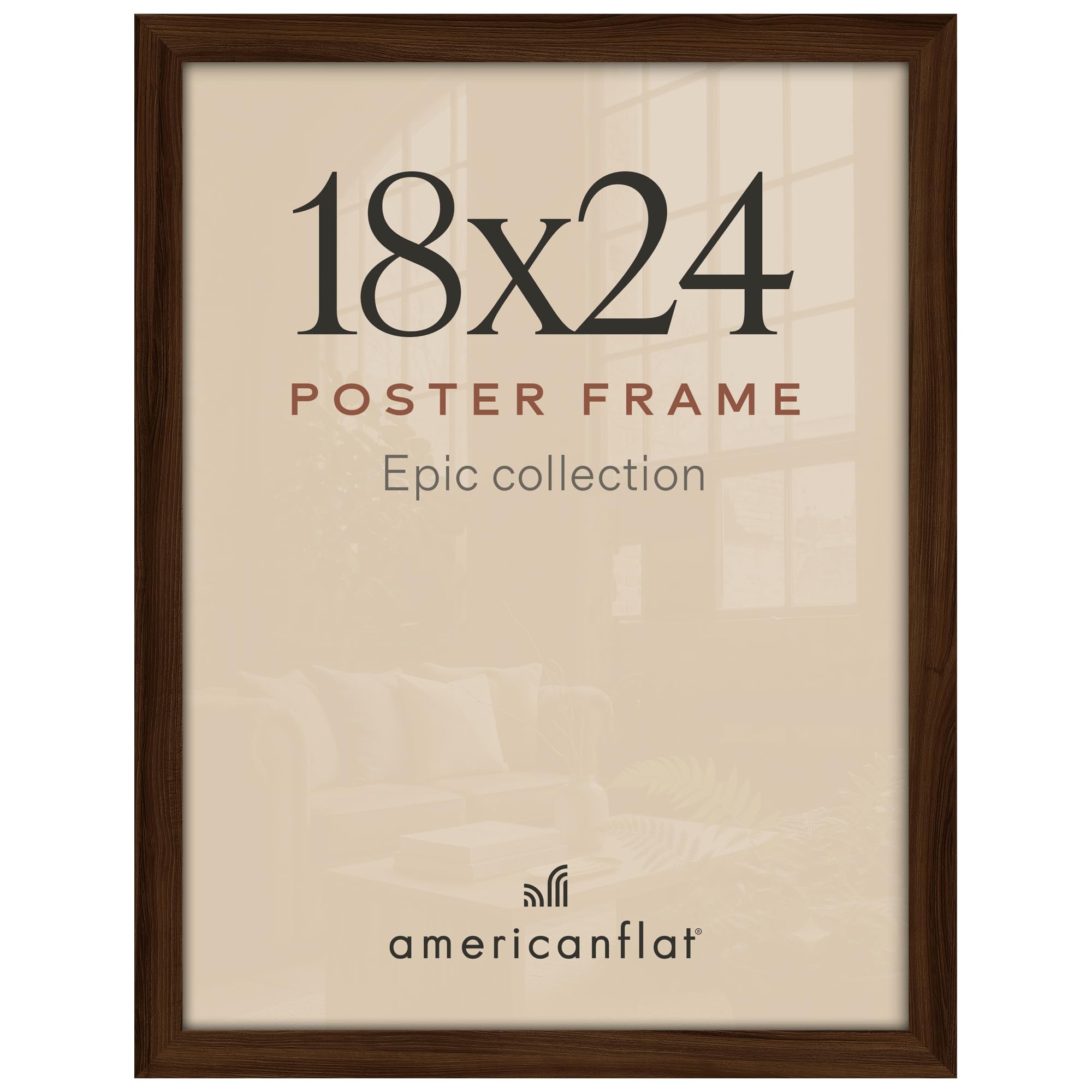 Americanflat 18x24 Poster Frame - Engineered Wood - Walnut