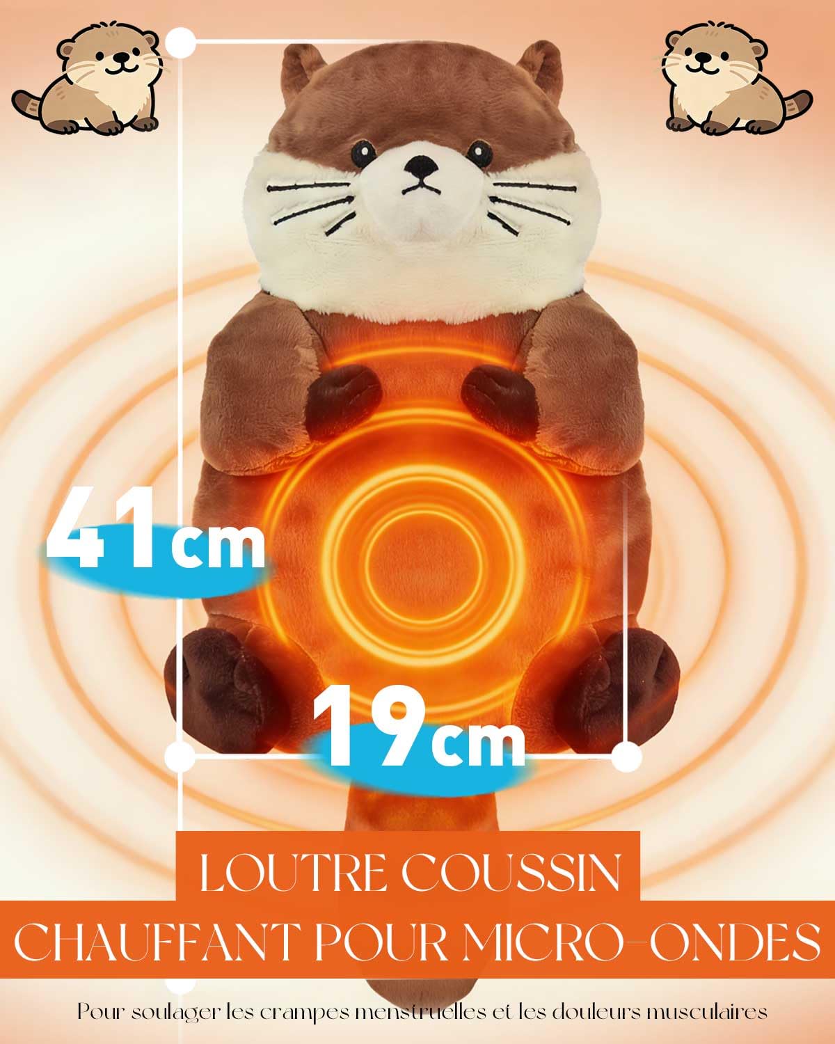 Loutre Bouillotte Micro-Onde Peluche | Coussin Chauffant Micro Onde | Bouillotte Regles Douloureuses Pour Femme | Chaleur et Douceur Coque amovible lavable