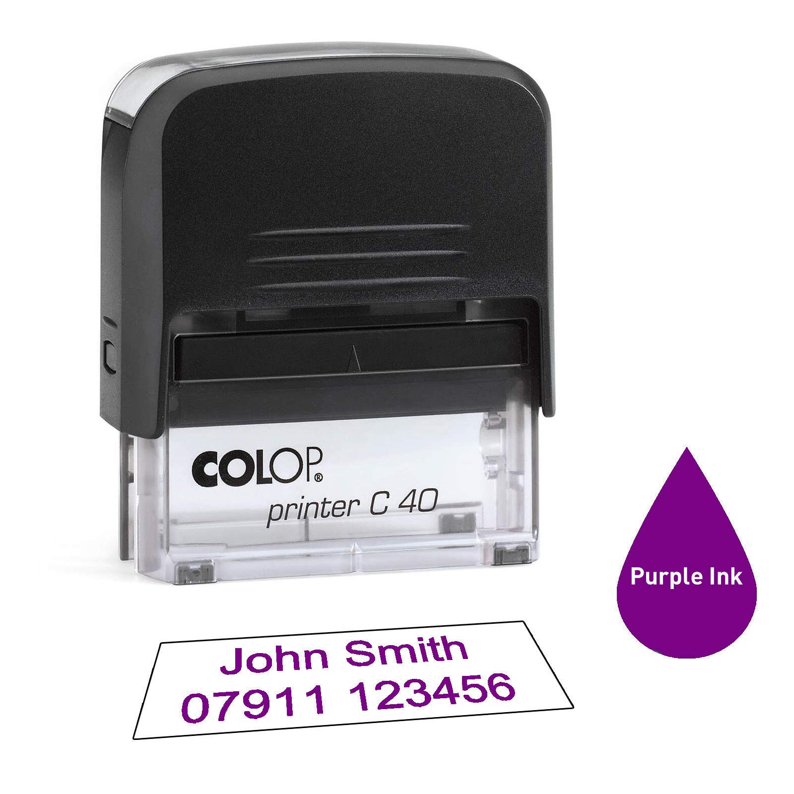 Colop C40 58 x 22mm - - Personalised Custom Made Self-Inking Business Address Rubber Stamp - Up to 5 Lines of Text Same Day Dispatch if Ordered Before noon