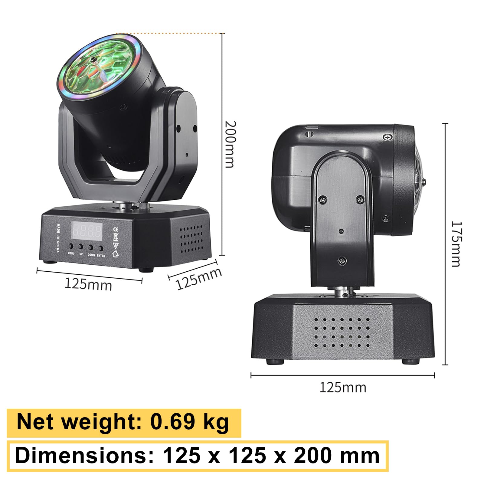2Pack Mini Moving Head Lights für DJ Beleuchtung LED Beam Spot Gobo Muster Projektor Bühnenlicht für Partei