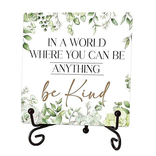 Sage Green Office Desk Decor, Be Kind Motivational Sign, Inspirational