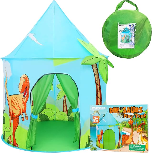 INPODAK Dinosaur Tent for Kids, Indoor Play Tent Toy, Toddlers Portable Playhouse, Foldable Castle Boys Girls Children 3+ Years Old