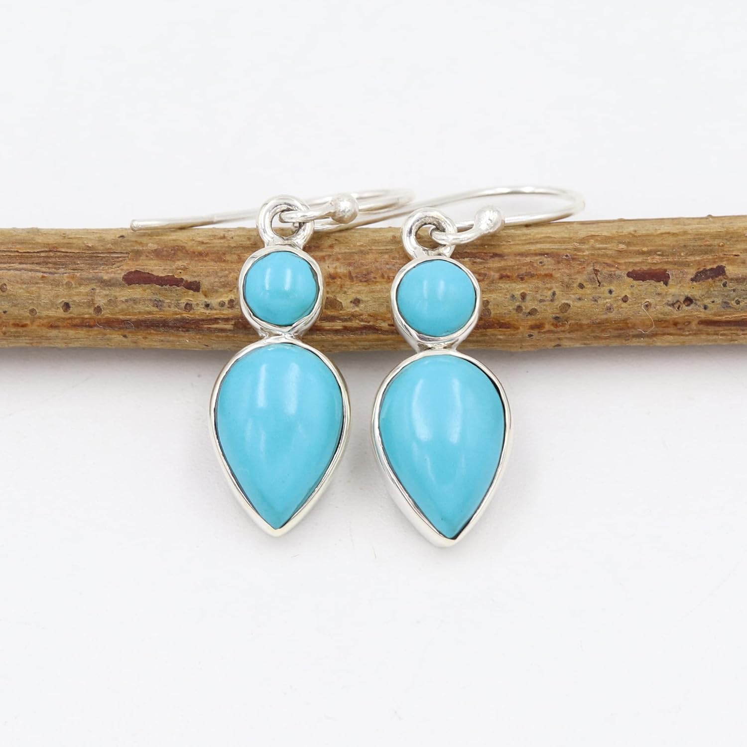 925 Sterling Silver Dangle Earrings with Arizona Sleeping Beauty Turquoise for Women - Elegant Gift for Mother's Day