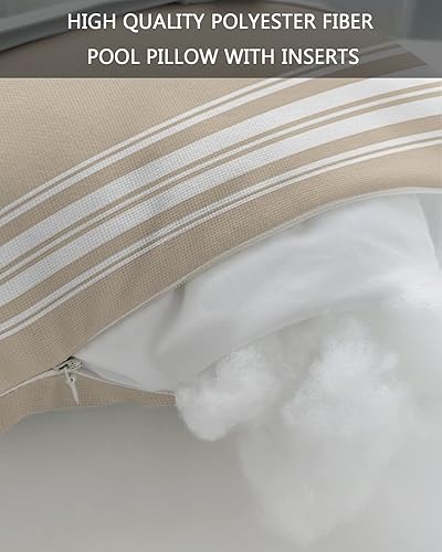 Miniatura 7 de Almohadas reclinables para la cabeza, almohadas para silla de descanso con inserto, almohada lumbar a rayas color caqui y blanco con correa