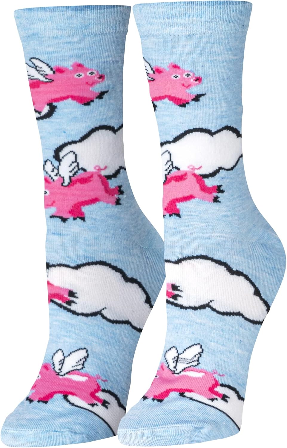 Crazy Socks Pigs Fly Fun Print Novelty Crew Socks for Women - Image 2