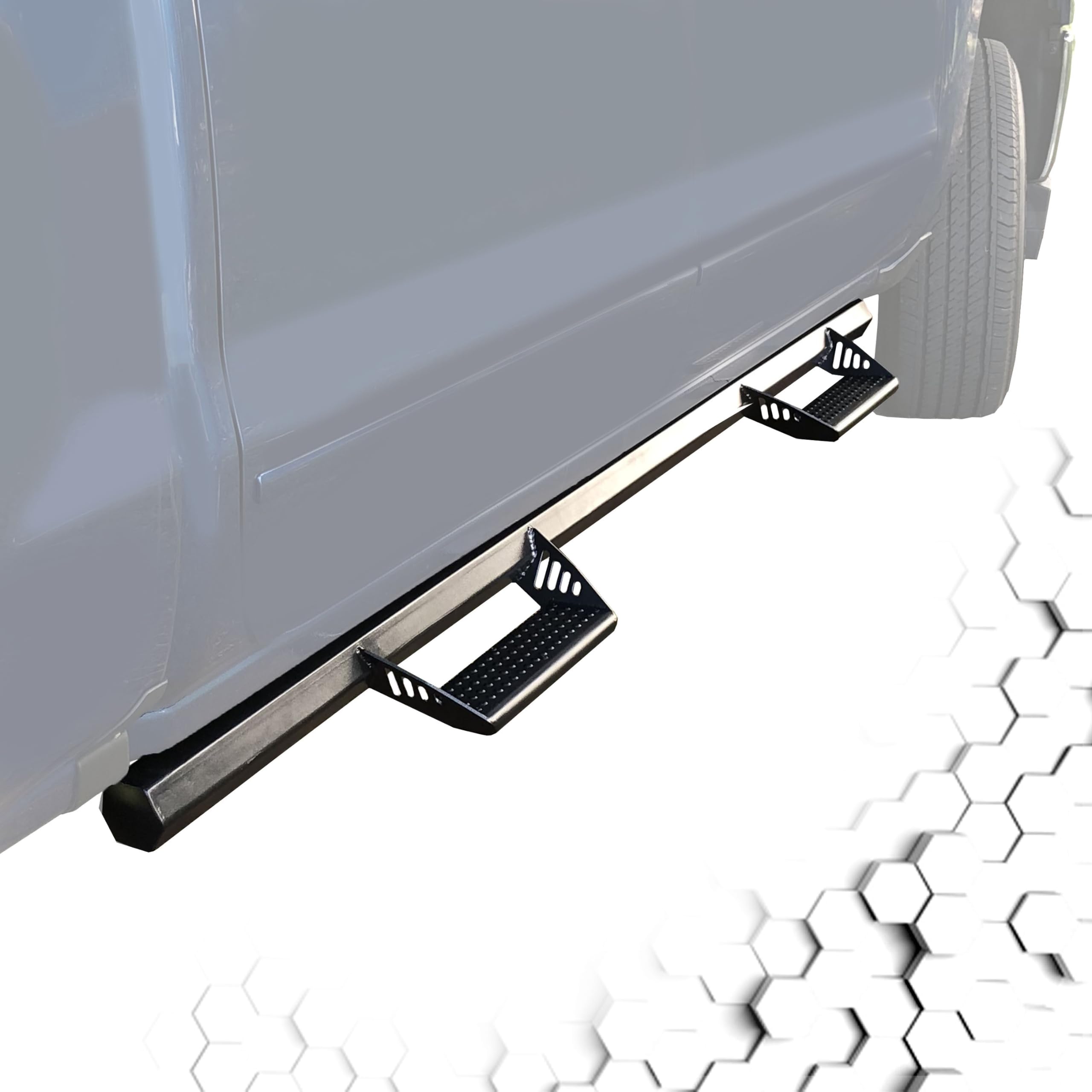 Running Board Compatible with 2009-2018 (Incl. 2019 & 2020 Classic Model) Dodge Ram 1500 Crew Cab Pick Up Truck Side Step Nerf Bars Set (Hexagon Style)