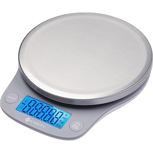 Etekcity 0.1g Food Kitchen Scale, Digital Ounces and Grams for Cooking, Baking, Meal Prep, Dieting, and Weight Loss, 11lb/5kg, Silver Stainless Steel