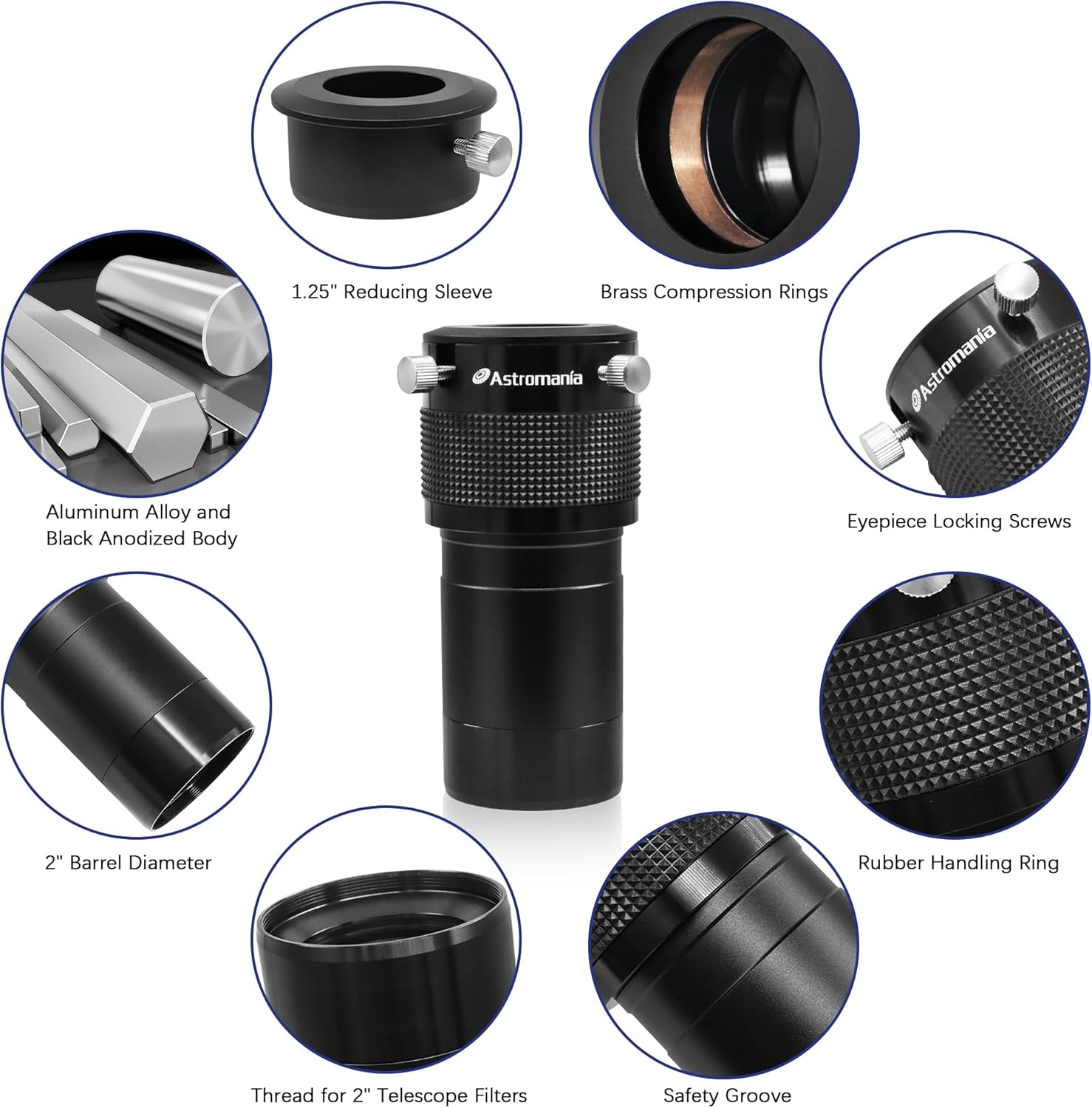 Astromania Deluxe Telescope LRGB 2 Inch Filter Set - Bundle with -Barlow Lens 2X 2 Inch with ED Glass