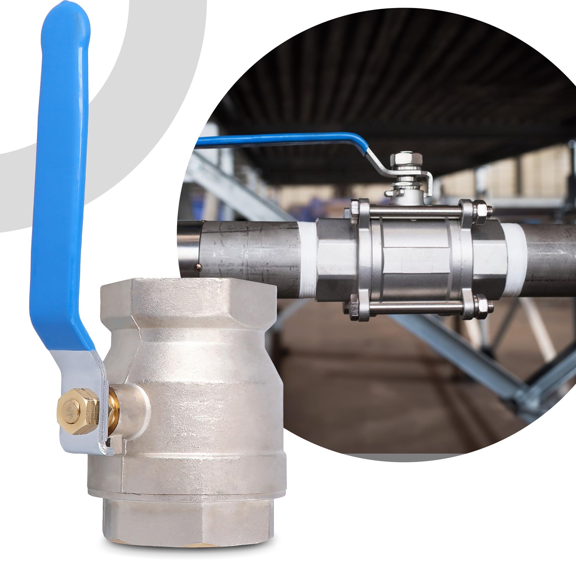 Instalguru Válvula De Bola 3'' Rosca Hembra Latón Alta Presión PTFE Agua Potable Maneta Acero Válvula Esfera Grifería Instalación Fontanería Calefacción