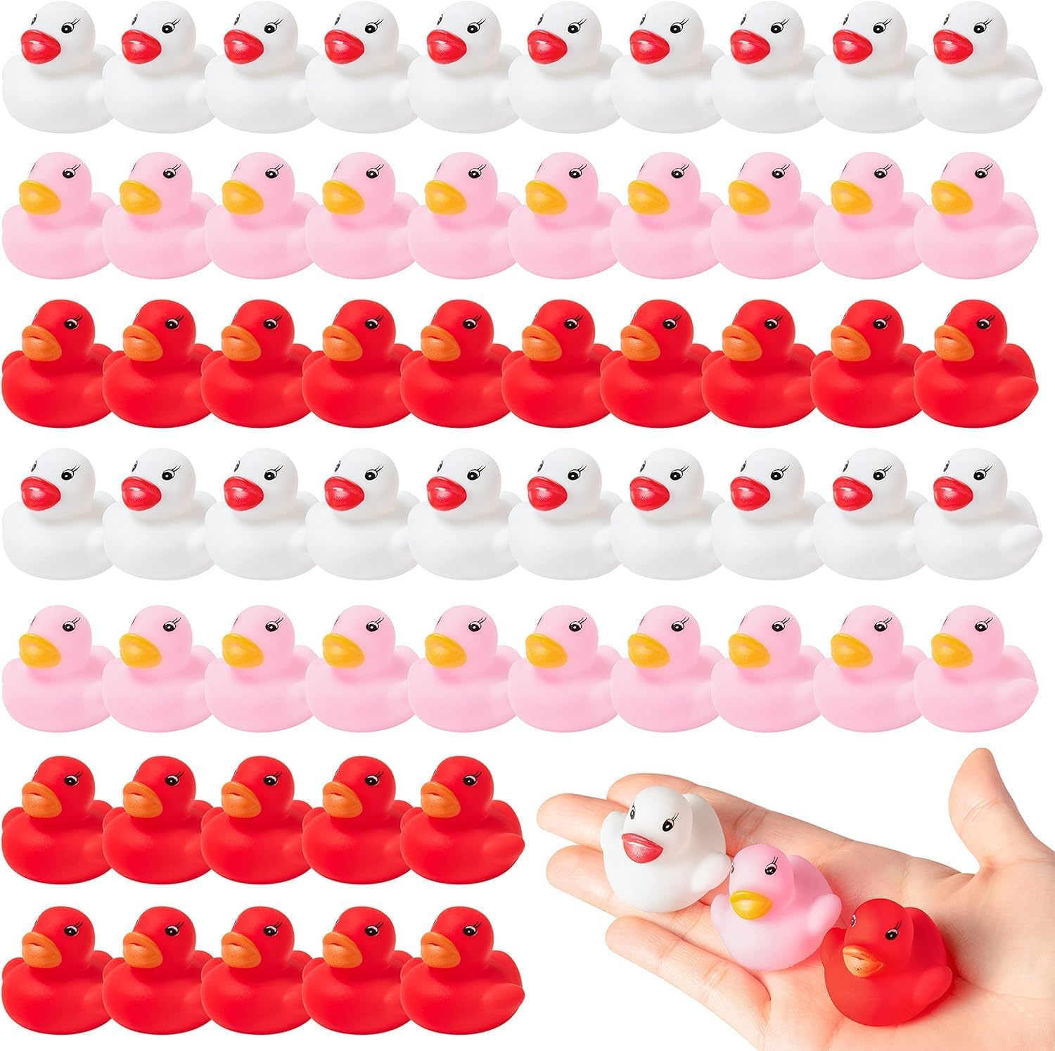 Haooryx Mardi Gras Rubber Ducks - 60Pcs Mini Bath Toys Colorful Miniatures Tiny Ducks Squeak Bathtub Float Ducky Mardi Gras Carnival Party Favors Game Reward Baby Shower Birthday Pool Party Decoration