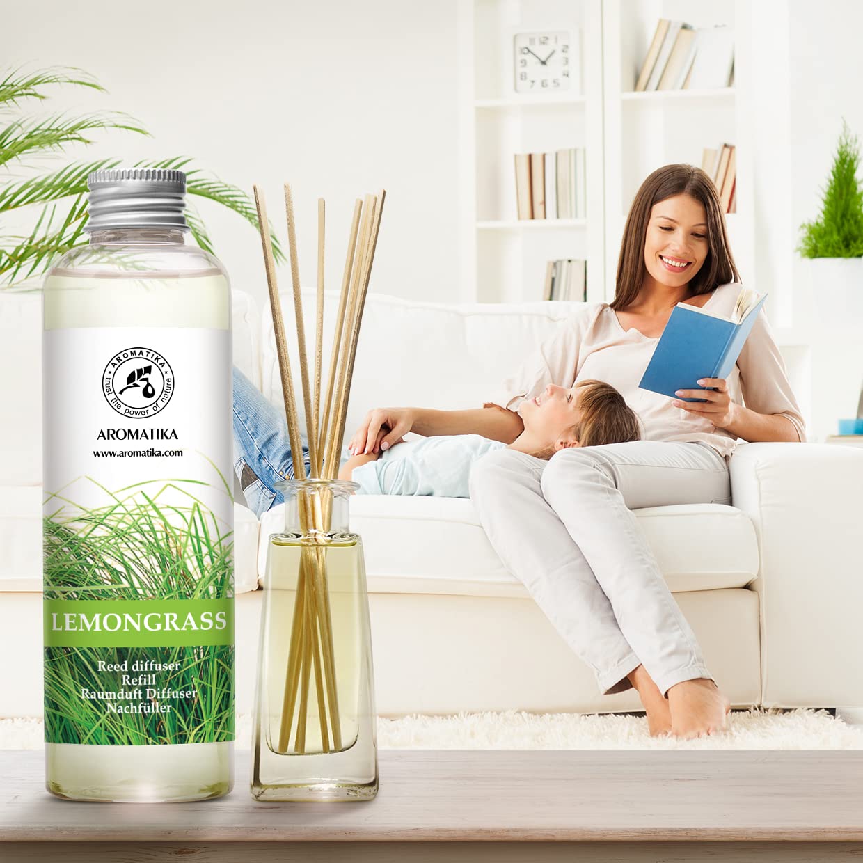 Ricarica Diffusore Profumata per Ambiente Citronella e Ricarica Diffusore Profumata per Ambiente di Arancio 2x200ml - Fragranza Intensa e Duratura - Aromatizzatore d'Aria per Interni - Aromaterapia