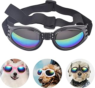 Dog Goggles Dog Sunglasses Adjustable Strap for Waterproof Windproof UV Protection Sunglasses for Dog, for Go Out Travel S...