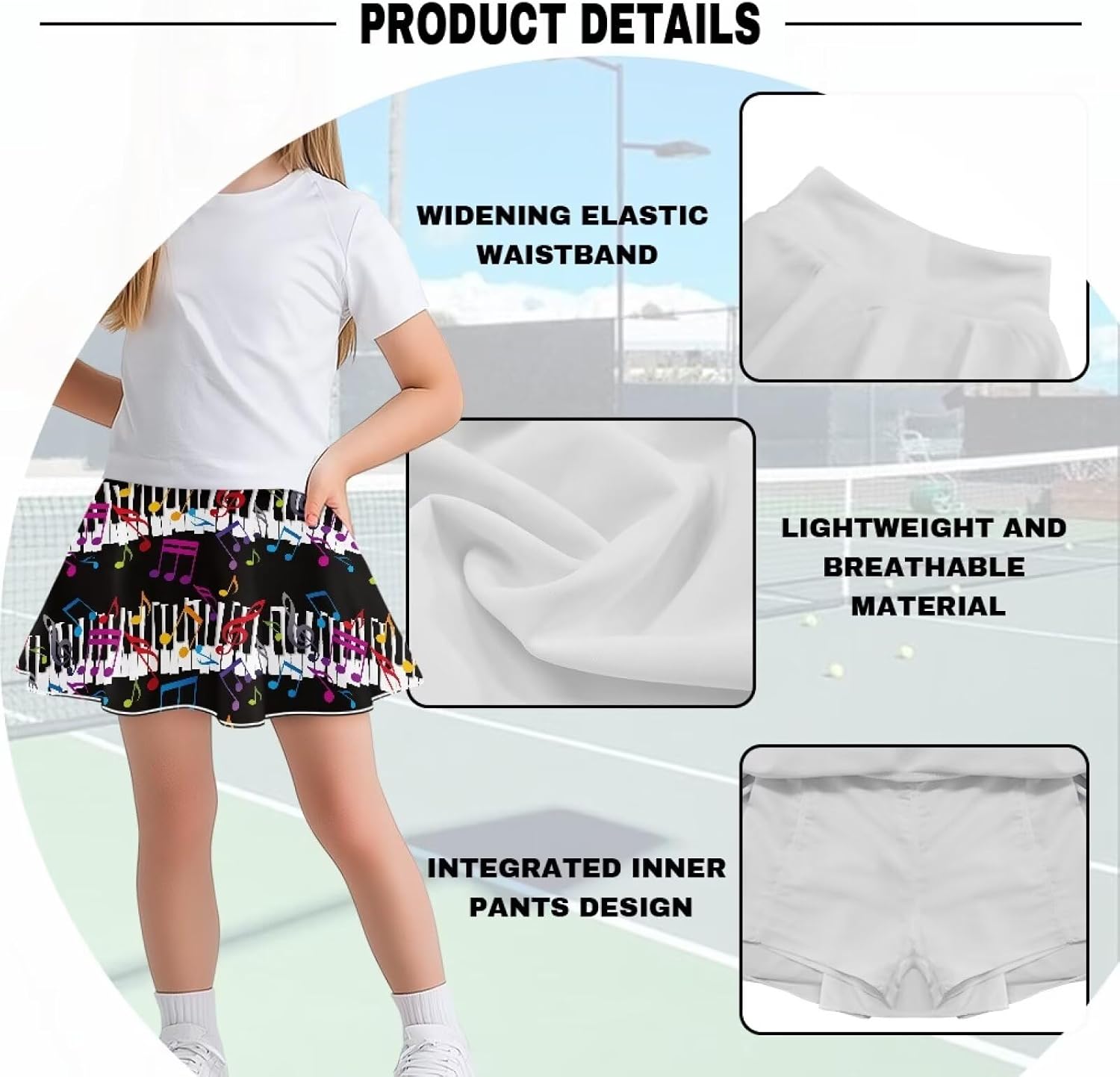 Girls Tennis Skirt Breathable Athletic Skorts Workout Golf Running Skirts with Pockets Shorts