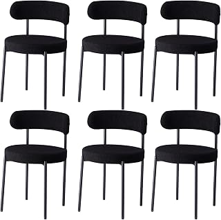 GrandCA HOME Set of 6 Dining Room Chairs,Padded Velvet Dining Chair Perfect for Living Room, Dining Room and Bedroom, Black