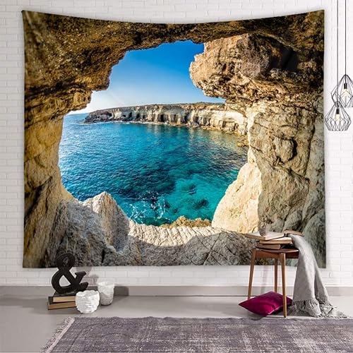 Llamazing - Tapiz de bosque mágico, decoración para el hogar, sala de estar, dormitorio, para usar como cortina (mar, 78 de largo x 60 de ancho)