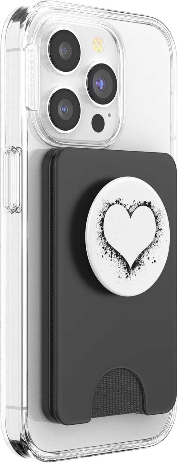 Heart White PopSockets PopWallet for MagSafe