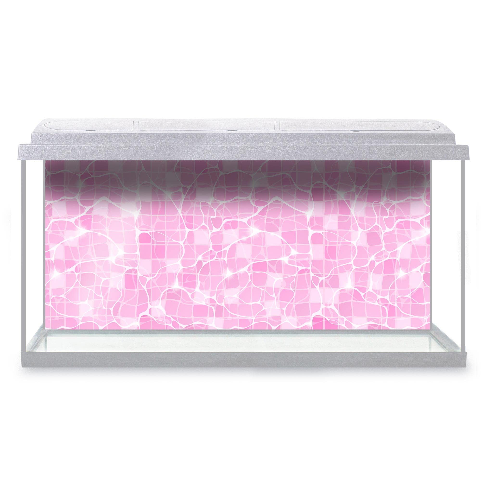 DV DESIGN Aquarium Fish Tank Background 123x54 cm - Water Pink Aqua Surface Transparent Liquid Texture Sun Rays Light Static Cling Vinyl Vivarium Terrarium External Application #500134