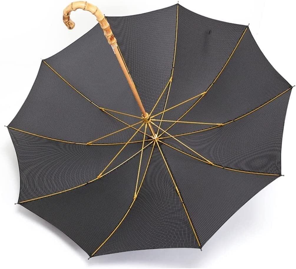 Ombrelli Pioggia Ombrello da Golf 10 Ossa Ombrello con Bastone Antivento Manico in bambù Ombrello Ventilato con Baldacchino Manuale da Uomo retrò Ombrello