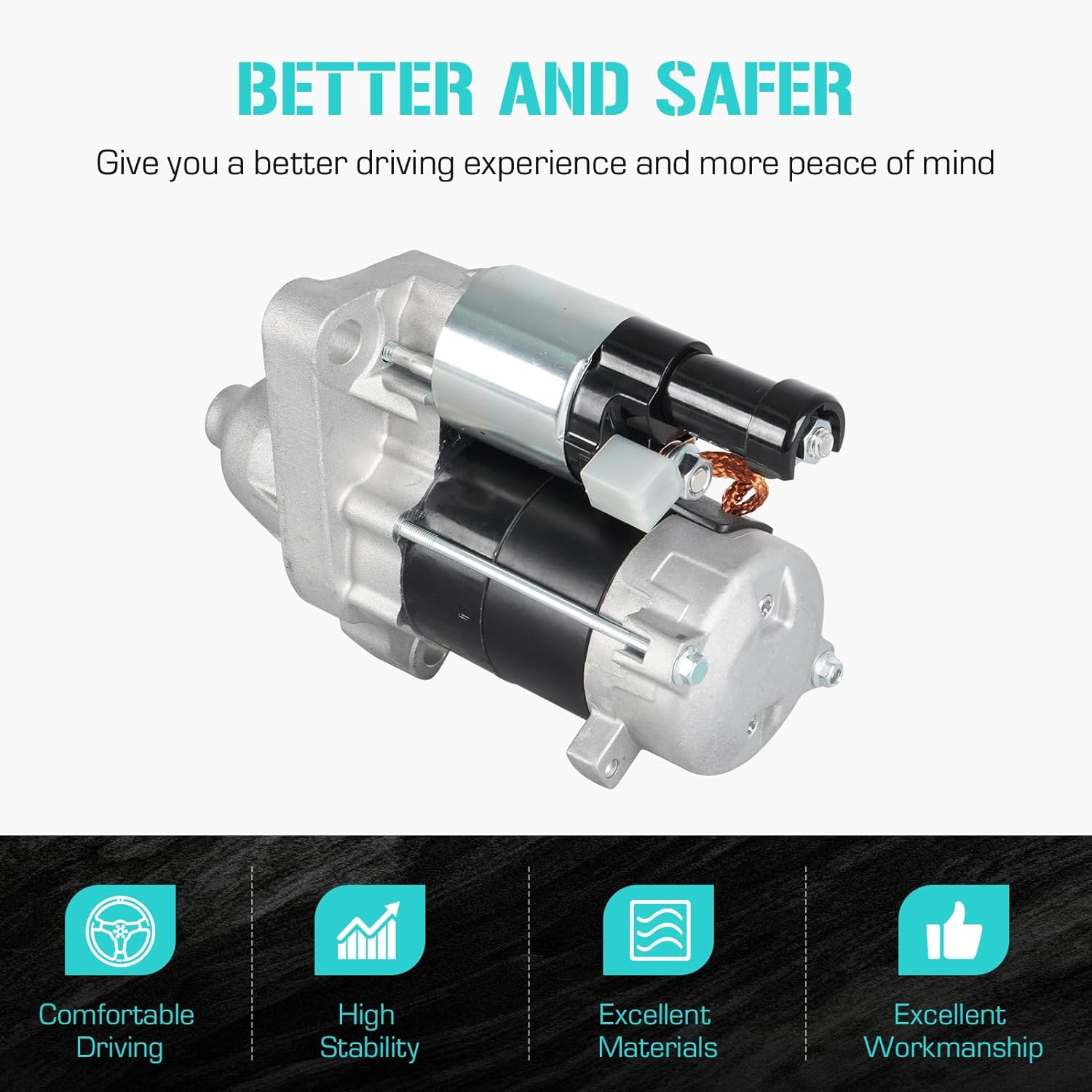 17957 Starter (Only for Manual) for Honda Civic 1.8L L4 2006-2011, Replace 410-52446, 31200-RNA-A01, 31200-RNA-A11, 428000-3410, 428000-5280