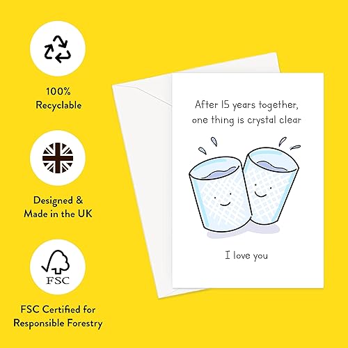 Miniatura 2 de After 15 Years Together One Thing is Crystal Clear Tarjeta de felicitación de boda Tarjeta de aniversario de boda del 15 aniversario de boda para