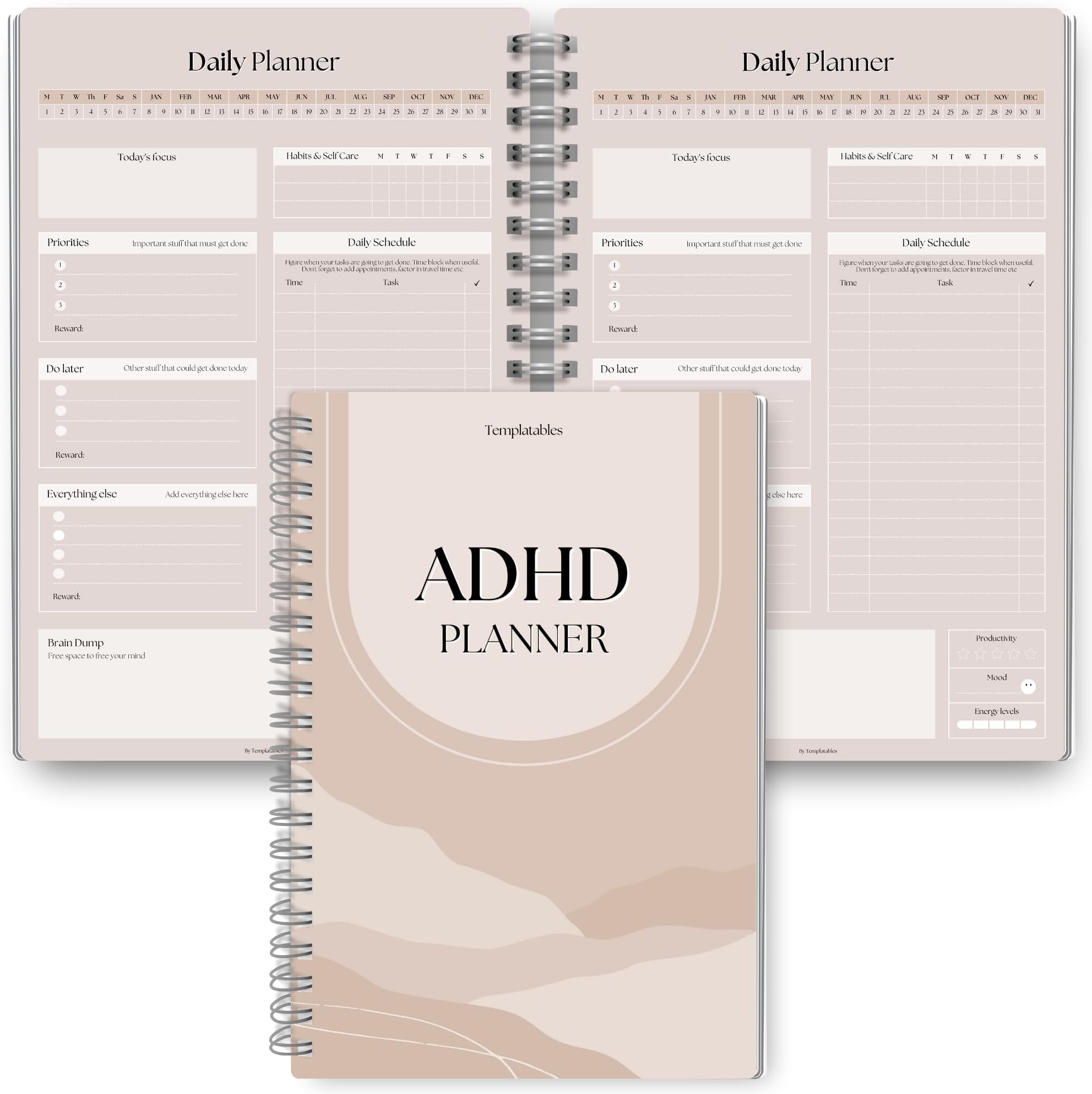 ADHD Daily Planner for Neurodivergent Adults - Productivity Daily Planner & Task Management to Stay Organized and Focused (Lux)
