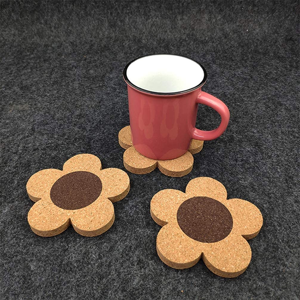 2 sottobicchieri in sughero a forma di fiore sottobicchiere sottobicchiere sottobicchiere caldo tappetino con corda appesa per cucina