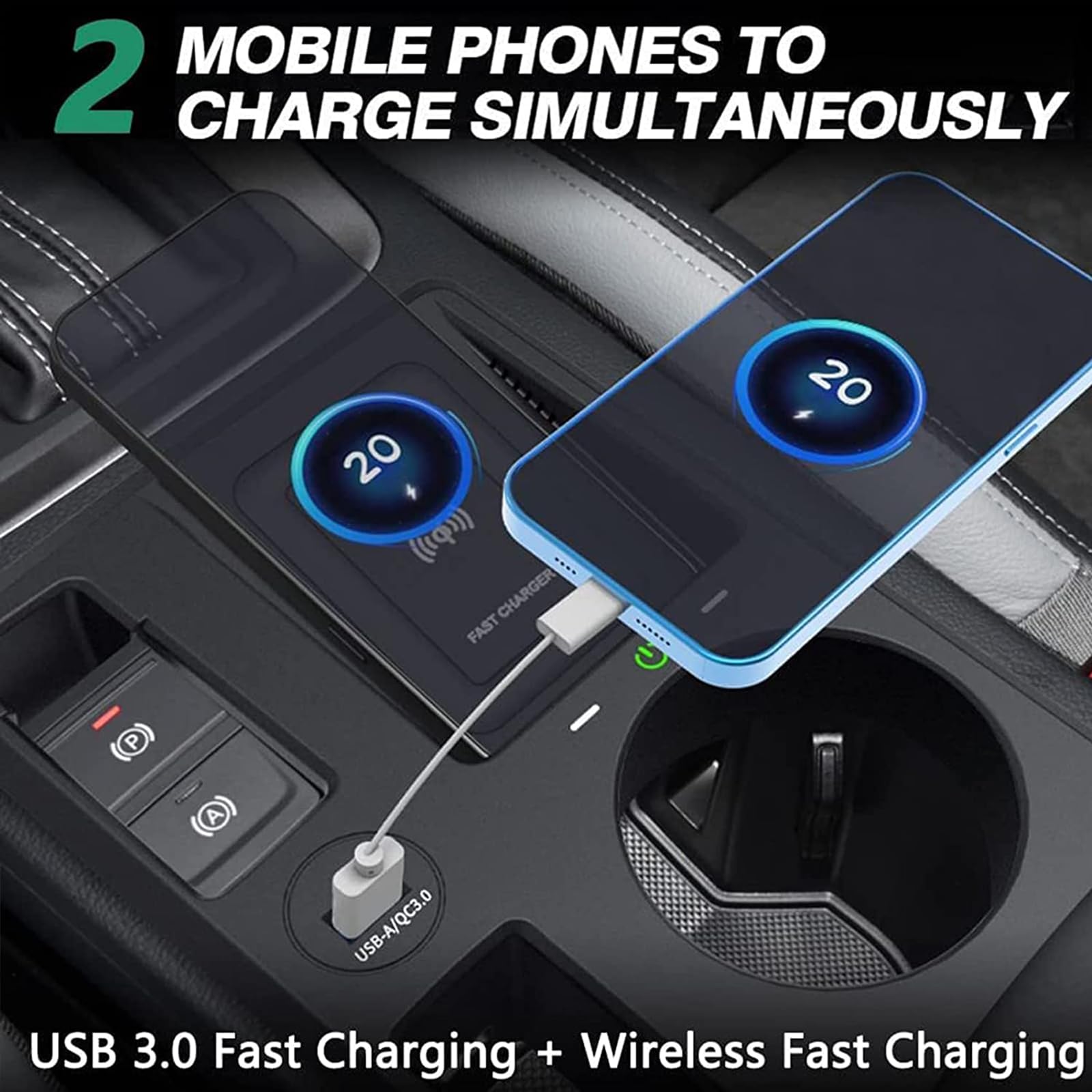 Nuovo Caricabatterie Wireless per Auto,per Audi Q3(2019-2024) Q3L Sportback(2020 2021 2022 2023 2024),Tappetino di Ricarica Wireless Veloce per Telefono da 15W