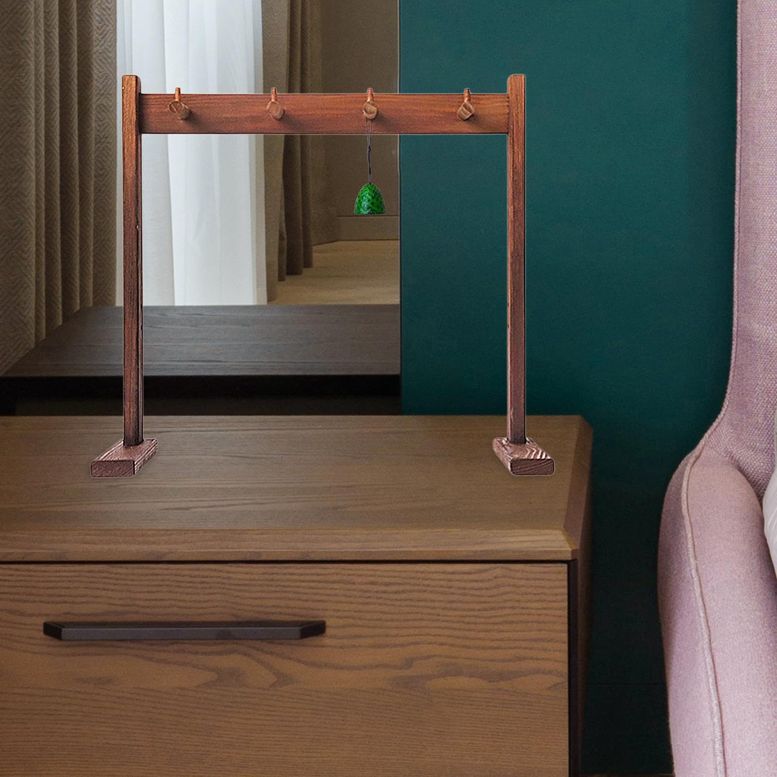 Colcolo Supporto per carillon a in legno, centrotavola da interno, elegante supporto sospeso per gong, per esposizione, camera da letto, sala da tè, S