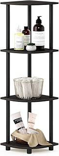 Furinno 4-stufiges-Eckregal, Espresso/Schwarz, 29.46 x 29.46 x 110.49 cm