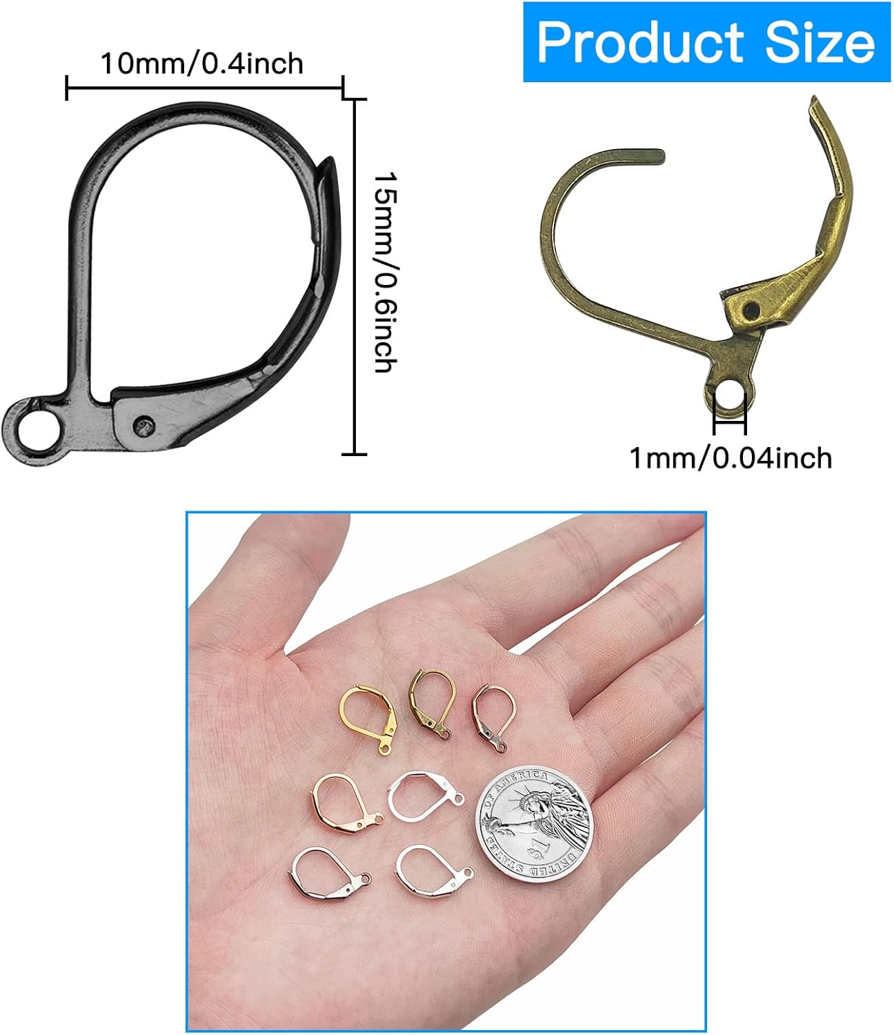 210Pcs French Earring Hooks Hypoallergenic Lever Back Earrings Hooks French Ear Wire Metal Brass Leverback Earring French Hook Earwires Earring Supplies for DIY Jewelry Making Findings(7 Colors) - Image 4