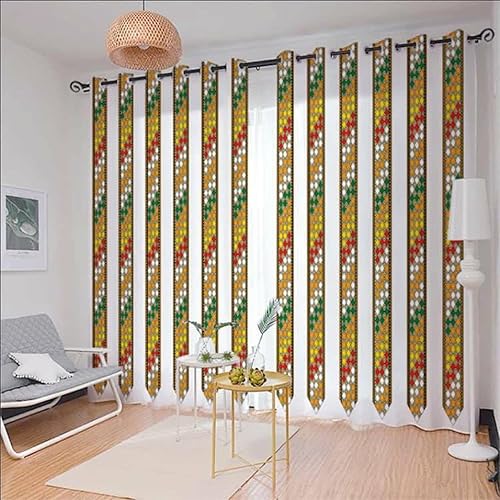 2 paneles de cortinas modernas eritreasetíopes para ventana, diseño Saba y Telet, cortinas para sala de estar, cortinas de 2 x 46 x 72 pulgadas de