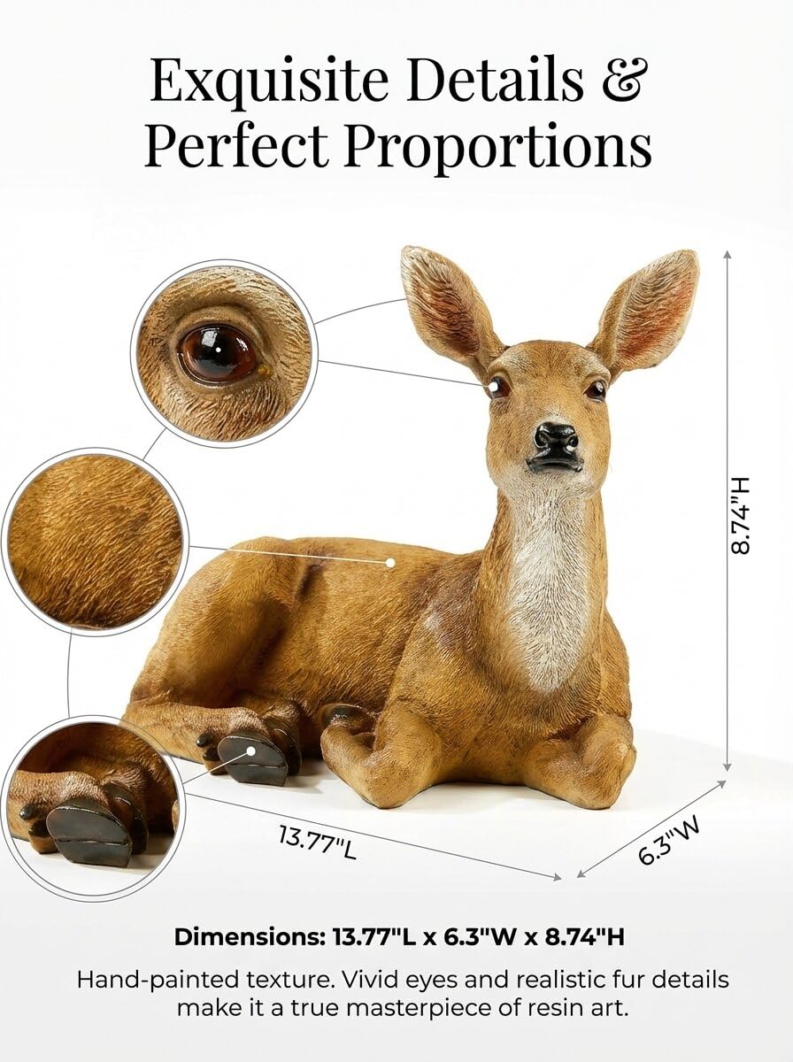 Amazon.com: XTAPAN Resin Doe Statue Figurines Female Deer Animal
