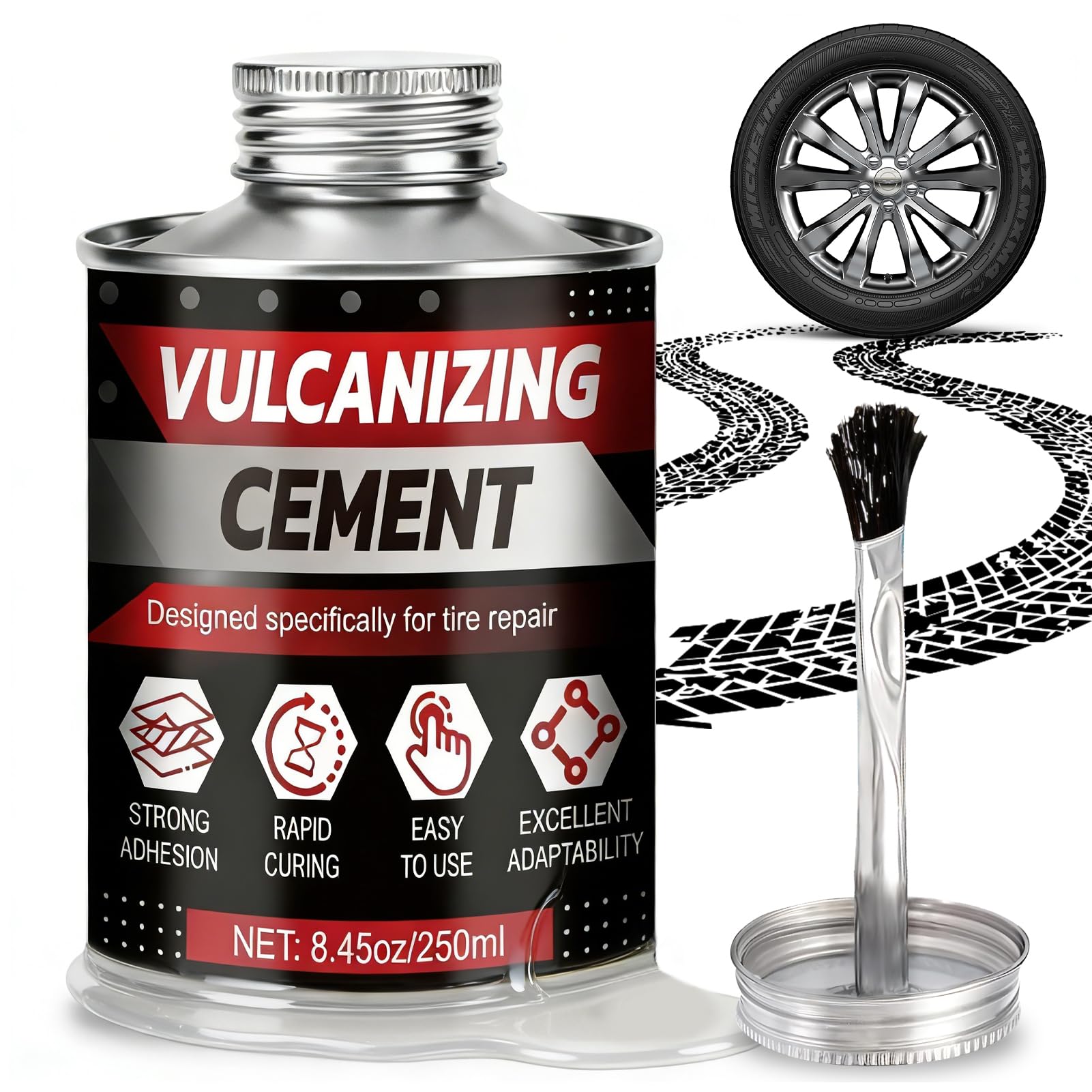 Mastice per Riparazione Pneumatici 250ml, Ripara Gomme Auto Resistente, per Forature Auto Biciclette Camion