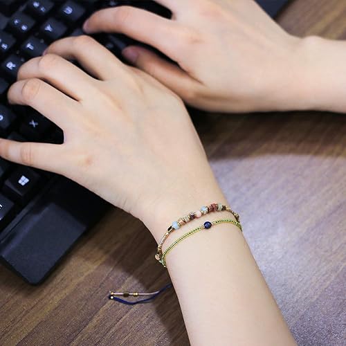 Miniatura 3 de KELITCH Crystal Agate Friendship Bracelet Handmade Miyuki Seed Beads Adjustable Bracelets for Women