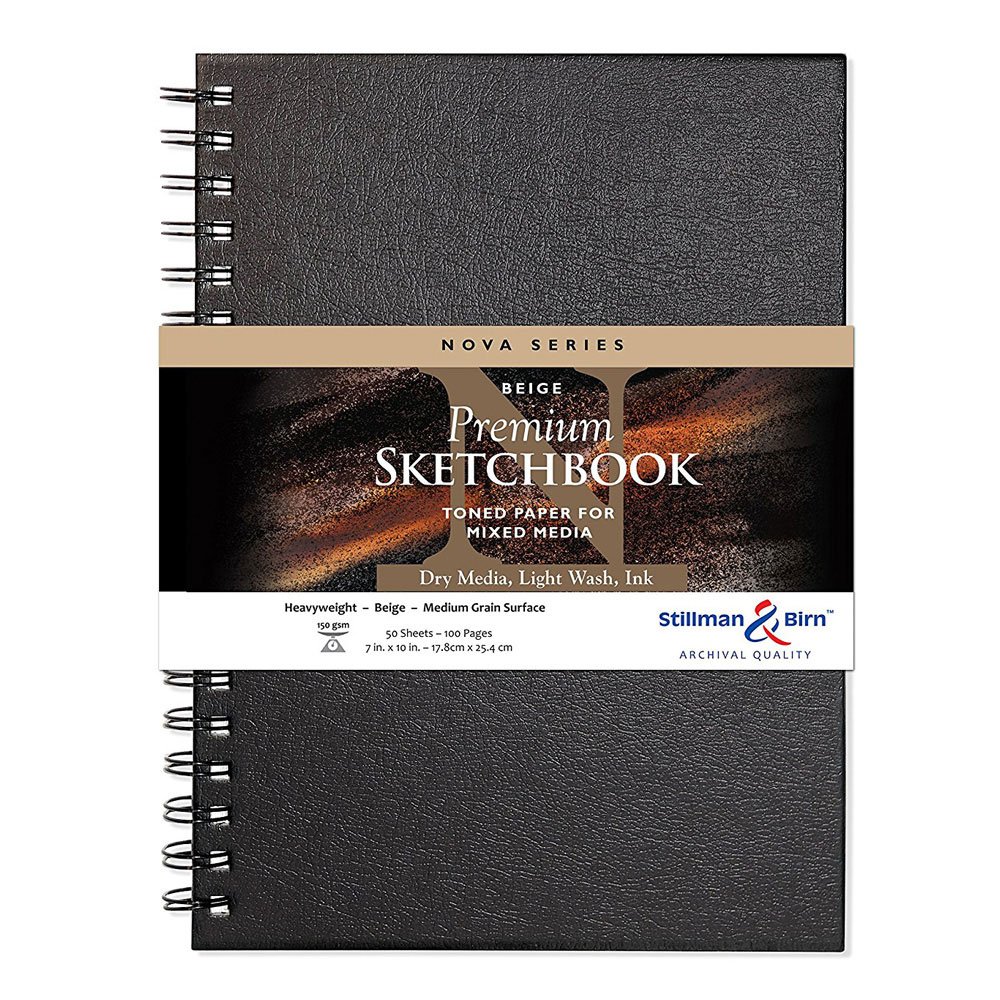 Stillman & Birn Nova Series Beige Wirebound Sketchbook, 7" x 10", 150 GSM (Heavyweight), Beige Paper, Medium Grain Surface