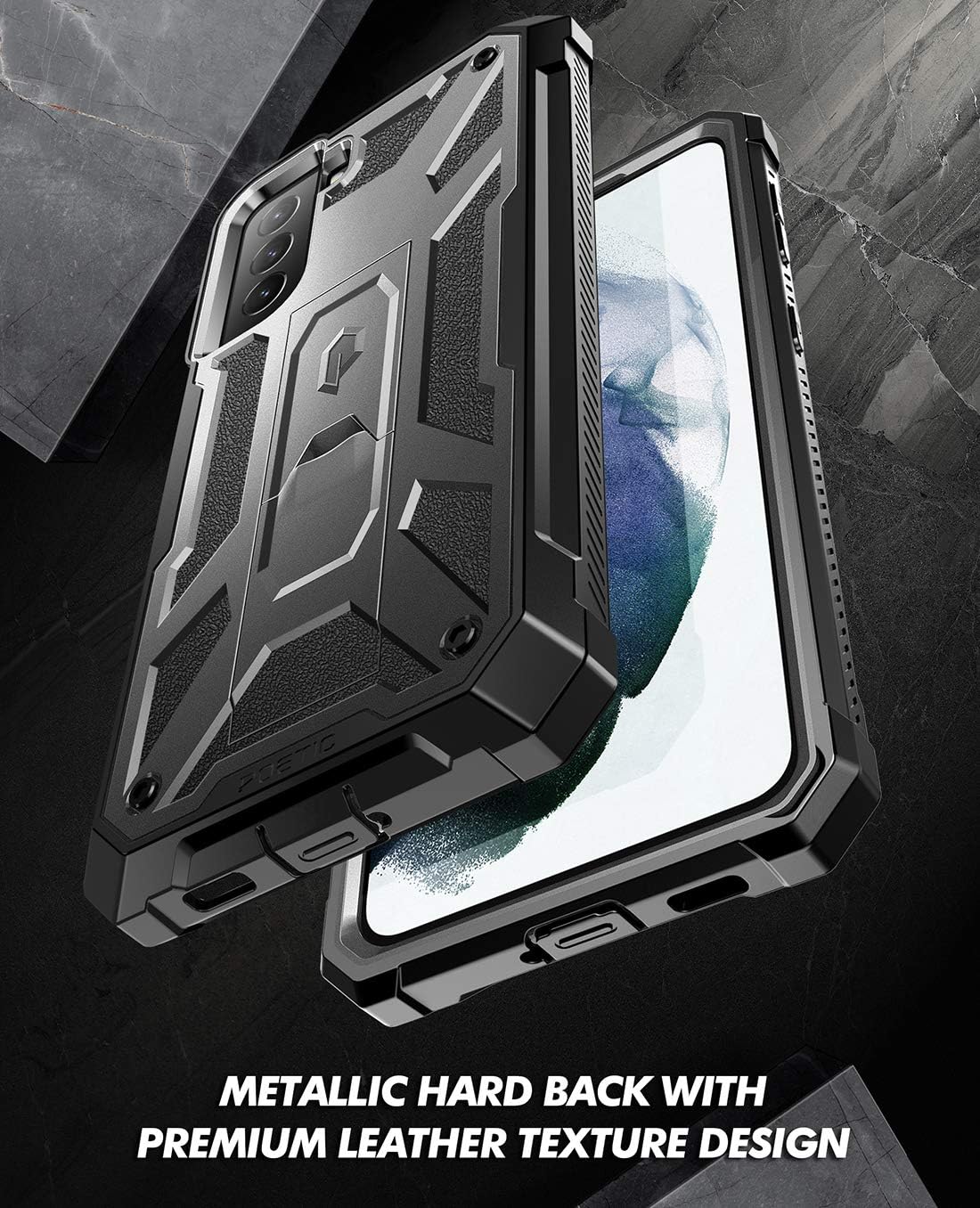 One-Day Sale: Up to 40% Off Poetic Spartan Case for Samsung Galaxy S21+ Plus 5G 6.7 inch, Built-in Screen Protector Work with Fingerprint ID, Full Body Rugged Shockproof Protective Cover Case with Kickstand, Metallic Gun Metal