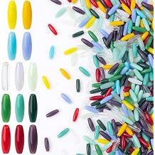 Pndeyo 180pcs Colorful Oval Glass Bead, 4X11mm Large Hole Glass Beads Spacers for Jewelry Making, Vintage Spacer Accessories for Macrame Necklace Bracelet DIY Craft Handmade Decor- Multi Colors