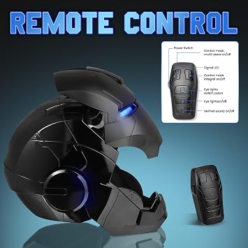 Iron Hero MK 5 Black Edition Helmet for Man 1:1 Wearable Collectible with Voice, Touch & Remote Control, LED Eyes & Realistic Sound Effects Cosplay & Display Prop Gift for Adults and Teens